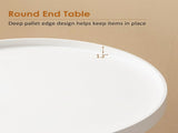 Round Side Table with Wooden Tray, Mid-Century Accent End Table with Bamboo Legs for Living Room 08772069