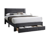Luxury Contemporary Look 1pc Queen Size Bed w Storage Drawer Charcoal Corduroy Headboard Bedframe B011P238964