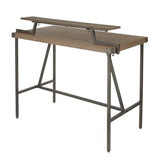 Counter Table in Antique Metal and Brown Wood-Pressed Grain Bamboo B202P223309