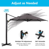 11 FT Cantilever Patio Umbrella, Round Outdoor Offset Umbrella with 360&deg Rotation & Tilt Adjustment B082P195465