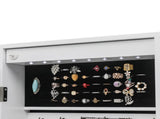 Non Full Mirror Wooden Wall Mounted 4-Layer Shelf 6 Drawers 8 Blue LED Light Jewelry Storage Mirror 29202474