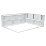 ZNTS Full Floor Bed with L-shaped Bookcases, sliding doors,without slats,White W504P146192