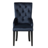 Dark Navy and Black Tufted Back Arm Chair B062P182763