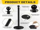 4 PCS Black Stanchions with Black Velvet Rope - Exhibition Crowd Control Poles,with Sand Injection 21045268