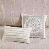 3 Piece Cotton Jacquard Comforter Set Blush Full/Queen B03596418