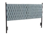 Queen Size Headboard in Black Metal and Blue Fabric B202P223756