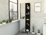 Urano Mirror Linen Cabinet, Four Interior Shelves, Five External Shelves -Black B07091992