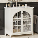 30 Inches Bathroom Vanity with Ceramic Sink, Faux Aged Finish, Vintage Rustic Bathroom Cabinet with N817P299512W