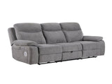 Gray Power Reclining Sofa Chenille Comfort Headrest Lumber Support Cup Holder Bluetooth Speaker B011P611080