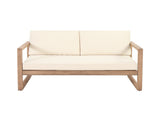 Outdoor Acacia Wood Loveseat and Coffee Table Set with Cushions, Brown Wash, Beige 73020.00BBGE