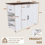 46" Kitchen Island on Wheels with Storage & Power Outlet - Movable Rustic Breakfast Bar Table, Wood W2700P300559