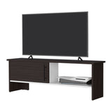 Rock Point Entertainment Center with a Door and Open Storage, Stained Walnut and White B128P263717
