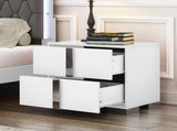 Elegant Nightstand with Metal Foot, Mirrored Bedside Table with 2 Drawers for Bedroom, Living Room, 62606640