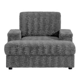 42" Oversized Chaise Lounge Indoor,Faux Rabbit Fur Sofa Bed with Storage Ottoman and N723P232726E