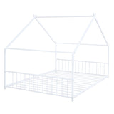 Full Size Metal House Bed, White 28350258