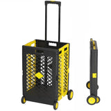 ZNTS 55L Foldable Rolling Cart with Wheels, Portable Updated Utility Tools Rolling Crate w/ Telescopic W2181P162548