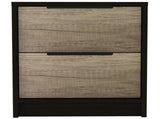 Black Wengue and Pine 2-Drawer Nightstand B06280501