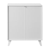 Modern Living Room Cabinet Storage Organizer with 2 Glass Doors and Adjustable Shelf White W409128109