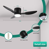42" Smart Flush Mount Fans with Lights Remote,Quiet DC Motor,Outdoor Indoor Low Profile W2352P204479