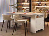 U_Style-CA 3-in-1 Sideboard with Foldable Tabletop, Marble Grain Top, 2-Door Storage Cabinet, N711P427079K