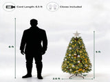 5FT Pre-Lit Artificial Christmas with Ornaments, 140 Warm White LED Lights, PVC Hinged Xmas 87148215