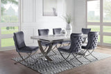 ZNTS Glam Gray Velvet 2pcs Side Chairs Button-Tufted Chrome Frame Upholstered Dining Chairs Furniture Set B011P208972