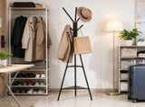 Coat Rack Stand with 2 Shelves and 6 Hooks, Freestanding Hall Coat Tree for Entryway, Bedroom, 02452166