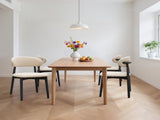 Beige Cotton-Linen Fabric Upholstered Dining Chair with Black Solid Wood Legs, Armless Chair Set of W5815P476383