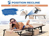 Folding Chaise Lounge Chair with Face Hole for Tanning, 5-Position Adjustable Textilene Outdoor 98892463