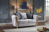 Thick Velvet Fabric Upholstered Loveseat Made With Wood in Gray B009P153974