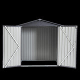 ZNTS XWT014 Garden Metal Storage Shed Gray White 6x4x6ft outdoor storing tools Rainproof Hinge door W1711P154709