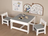 Kids Table and Chair Set, 3 in 1 Wooden Activity Table with Storage Drawer for Toddlers Drawing, 99413075