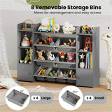 Gray Multi-Functional Kids Storage Shelf - Toy OrganizerBookcase, 56"x12"x39", Anti-Toppling, 74838693