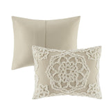 Tufted Cotton Chenille Medallion Comforter Set Taupe King/Cal King B03597176