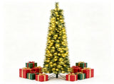 6ft Pre-Lit Slim Pencil Christmas Tree with 8 Light Modes & Remote Timer, Flame Retardant PVC, 05776987