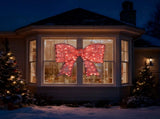 Pre-lit Outdoor Giant Bowknot Christmas Decoration, Lighted Metal Frame with 124 Warm White LED 60315865