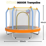 55-inch Trampoline for Kids Indoor & Outdoor Small Toddler Trampoline with Basketball Hoop W1163P315238