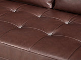 Mirod Mid-Century Modern PU Leather 3-Seat Sofa, Tufted Design, Solid Wood Legs, 2 Bolster Pillows, N760P285734D