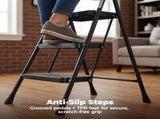 3-Step Ladder, Foldable Step Stool with Safety Lock, Anti-Slip Pedal, 300lbs Capacity 87498304