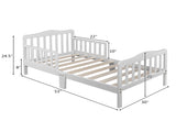 Wooden Baby Toddler Bed Children Bedroom Furniture with Safety Guardrails White 96284571