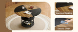 47.3-inch diameter modern splicing circular dining table - double-layer storage, wood and black W1151P268732