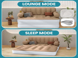Queen Air Sofa Bed Mattress with Headboard & Pump for Home Camping Guests, Khaki 75562742