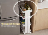 4-Tier DIY Rolling Storage Cart, 15.5" 9" 40.5" with Detachable Ventilated Trays for Kitchen & 45605880