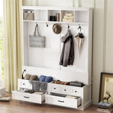 ON-TREND Elegant Wide Hall Tree with 5 Hooks, Versatile Entryway Lift Top Storage Bench with 2 N721P234409K