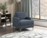 Modern Comfort Accent Chair 1pc Gray Chenille Upholstery Gold Finish Metal Legs Living Room B011P308021