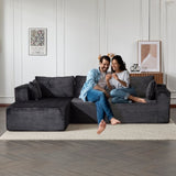 Compression Sectional Couch with Comfy Chaise, Boneless L Shape Sofa with Deep Seat, Minimalist 97457428