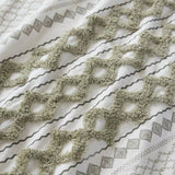 3 PCS Full/Queen Cotton Printed Comforter Set with Chenille Sage/Ivory B035P319203