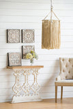 32" x 12" x 32" Classic Vintage White Wash Console Table with Brown Wood Top W2078141935