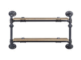 2 Tier Wall Shelf with Metal Tube, Oak and Sandy Black B016P324197