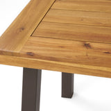 ZNTS Della Acacia Wood Dining Table, Natural Stained with Rustic Metal, 32.25 in x 69 in x 29.5 in, 57192.00INTL